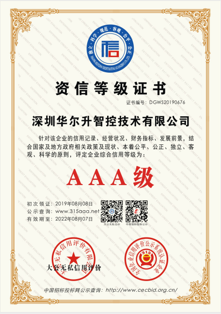 AAA級資信等級證書(shū)